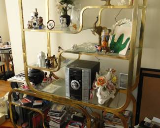 Brass? Metal Display Shelving and Bric-A-Brac, CDs, Records