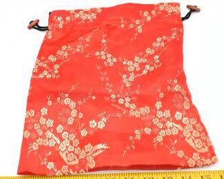 red drawstring bag