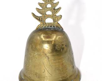 Brass temple pagoda etched bell