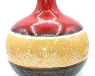 multi-colored glazed ceramic fat lava vase