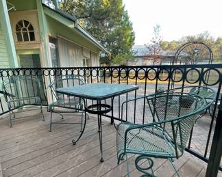 WROUGHT IRON PATIO TABLE AND CHAIRS
