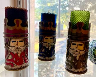 VINTAGE FITZ AND FLOYD THREE KINGS CANDLE HOLDERS