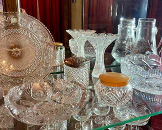 AMAZING CUT GLASS CRYSTAL INCLUDING SOME AMERICAN BRILLIANT CUT