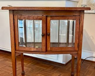 ANTIQUE CHOCOLATE CABINET WITH SERVING TRAY