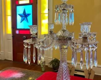 DUNCAN MILLER FIVE LIGHT GLASS CANDELABRA
