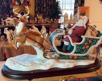 1993 LENOX SANTA’S MAGICAL JOURNEY SANTA ON SLED WITH REINDEER