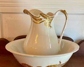 VINTAGE IRONSTONE WHEAT BOWL AND PITCHER