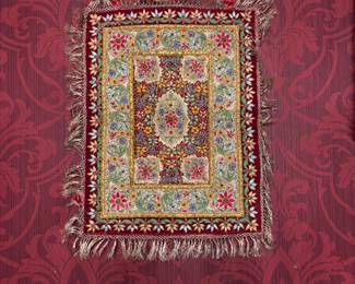 EMBROIDERED FLORAL ZAEDOZI TAPESTRY INDIAN JEWEL CARPET WALL HANGING