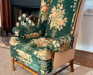 VINTAGE FLORAL WINGBACK CHAIRS