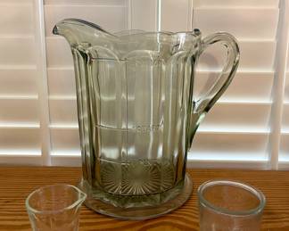 VERY HEAVY GLASS PILAR OPTIC PANEL PITCHER -HOLDS 1/2 GALLON