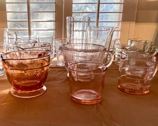 PINK DEPRESSION GLASS MEASURING CUPS