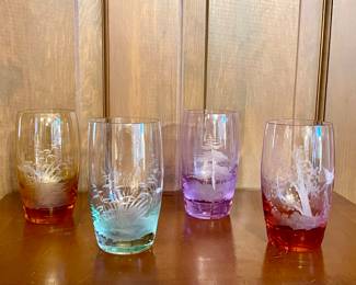 MOSER ETCHED CRYSTAL ART GLASSES