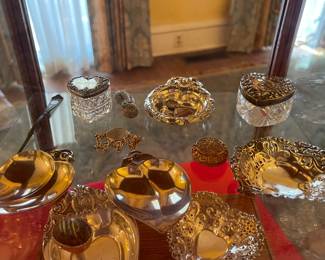 STERLING SILVER & GLASS TRINKET BOXES