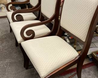 These chairs (6 total) are a match for the white pedestal glass top dining room 