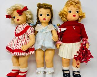 Set of 3 Terri Lee 16” Dolls – Red, Blue & Cheerleader Outfits