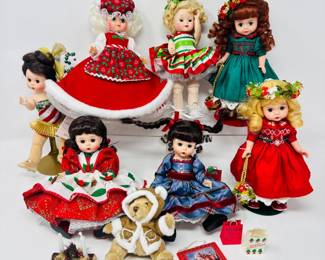 Madame Alexander Christmas Dolls & Bear – Santa’s Shelf Squad