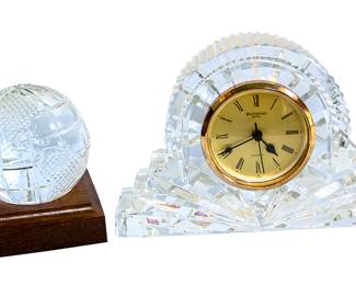 1284 Waterford Clock and Globe Paper Weight 45.00