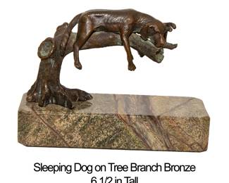 1355 Sleeping Dog on Tree Branch Bronze 150.00