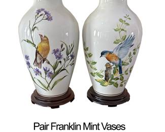 1361 Pair Franklin Mint Vases by AJ Rudisill 65.00