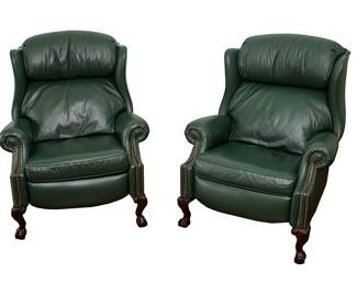 1212 Pair Hancock and Moore Leather Recliners 650.00