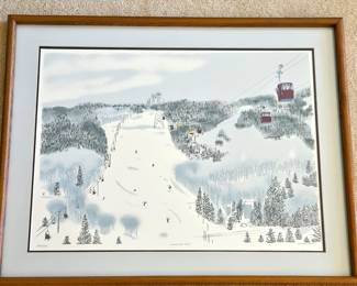 Mary Ford Signed Limited Edition Serigraph “Lionshead Vail” 236/295 – Framed Ski Scene - Colorado Artist