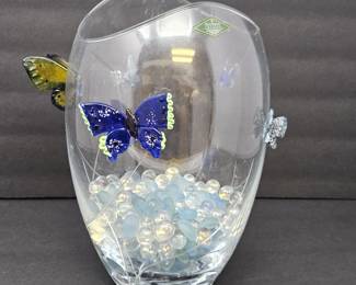 Crystal Butterfly Vase by Shannon Crystal Ireland 10"H x 8"W