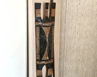 Lot #5 - Vintage Philippine Tribal Shield & Spear in Custom Acrylic Display Case 69" - Wall Art