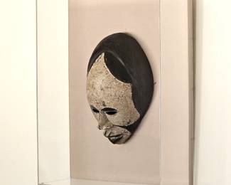 O-Lot #6 - Vintage Wooden African Tribal Mask in Acrylic Display Case 17x22x8
