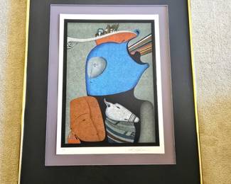 Mihail Chemiakin Limited Edition Serigraph “Abstract Profile” Signed & Numbered 20/300 Framed 35x45.5