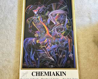 Lot #18 - Mihail Chemiakin Signed Oversized Exhibit Poster – Gold Frame 37” x 63” – Metaphysical Art