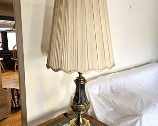 Vintage Leviton Solid Brass Table Lamp 38" Tall w/ Original Shade – Made in USA