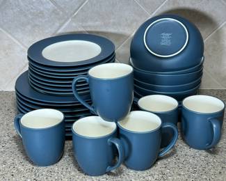 Noritake Dish Set Colorwave Stoneware Collection in Blue- Microwave, Oven, Dishwasher Safe - 8pc. Place Setting