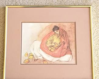 - Smaller Framed Lithograph of "Woman with Pears" by R.C. Gorman (not signed)