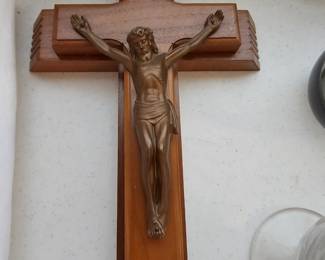 Vintage Last Rites Crucifix with candle, holy water, wall hanging