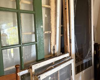 Vintage doors and windows, screen doors