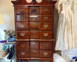 Chest of drawers, antique wedding dress