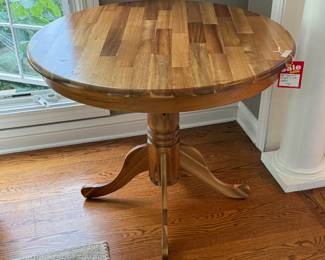Buy it Now $150.00 36" Round Wood Plank Table with Pedestal