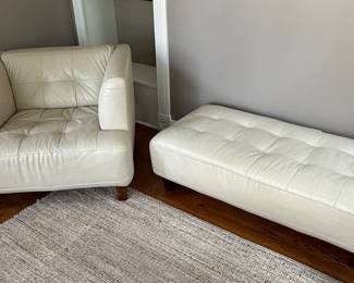 Buy it Now: $250.00 Macy's Pearl Italian Leather Chair. Dimensions are 36" W x 34" D in Excellent Condition. Buy It Now $150.00 S Matching Pearl Italian Leather Ottoman Dimensions 48" L x 24" W x 16" H