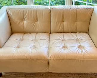 Buy It Now $400.00 Macy's Pearl Italian Leather Loveseat. 62" L 2 Cushions in Great Condition