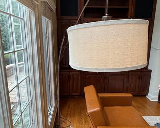 Attractive 79.33' Black Arc Lamp with Rattan Shade