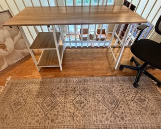 Convenience Concepts and Designs Trestle Desk with removable shelves in Driftwood and White metal frame
