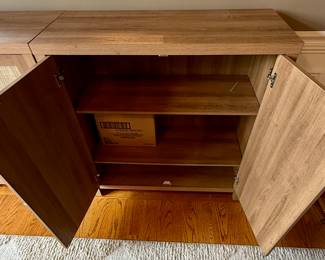 Buy it Now $80.00 Each for Pair of Buffet or Bar Cabinet swith Cloth cover on Door and nice wood tone.
