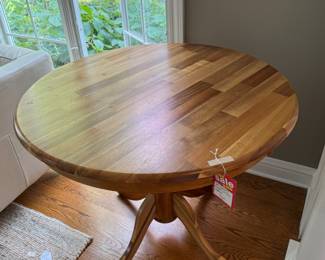 Buy it Now $150.00 36" Round Wood Plank Table with Pedestal