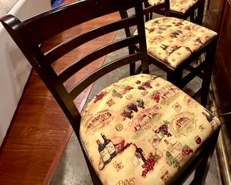 4 Ladder Back Bar Stools with Upholstered Seats