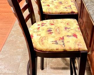 4 Ladder Back Bar Stools with Upholstered Seats