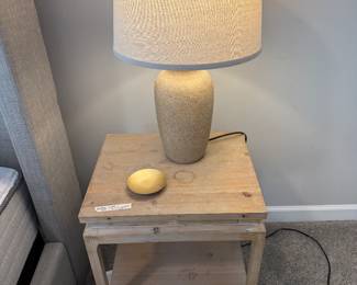 Side Table with lamp in natural wood