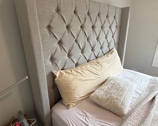 One of 2 Like new Bed Frames with upholstered headboard (Mattress and Foundation not being Sold)