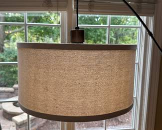 Attractive 79.33' Black Arc Lamp with Rattan Shade