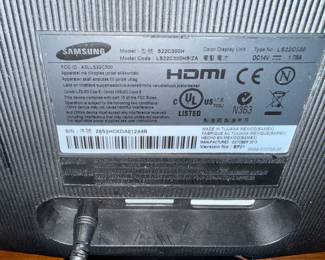 22" Samsung Monitor with Power Cord and Power Supply