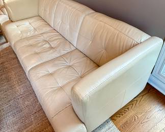 Buy it Now; $500.00 Macy's Pearl Italian Leather Sofa. 96" Long 3 Cushion Sofa in Great Condition.